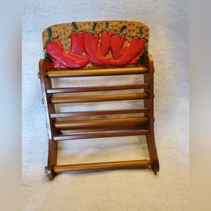 Wood Vtg Mid Century Pepper Drying Rack